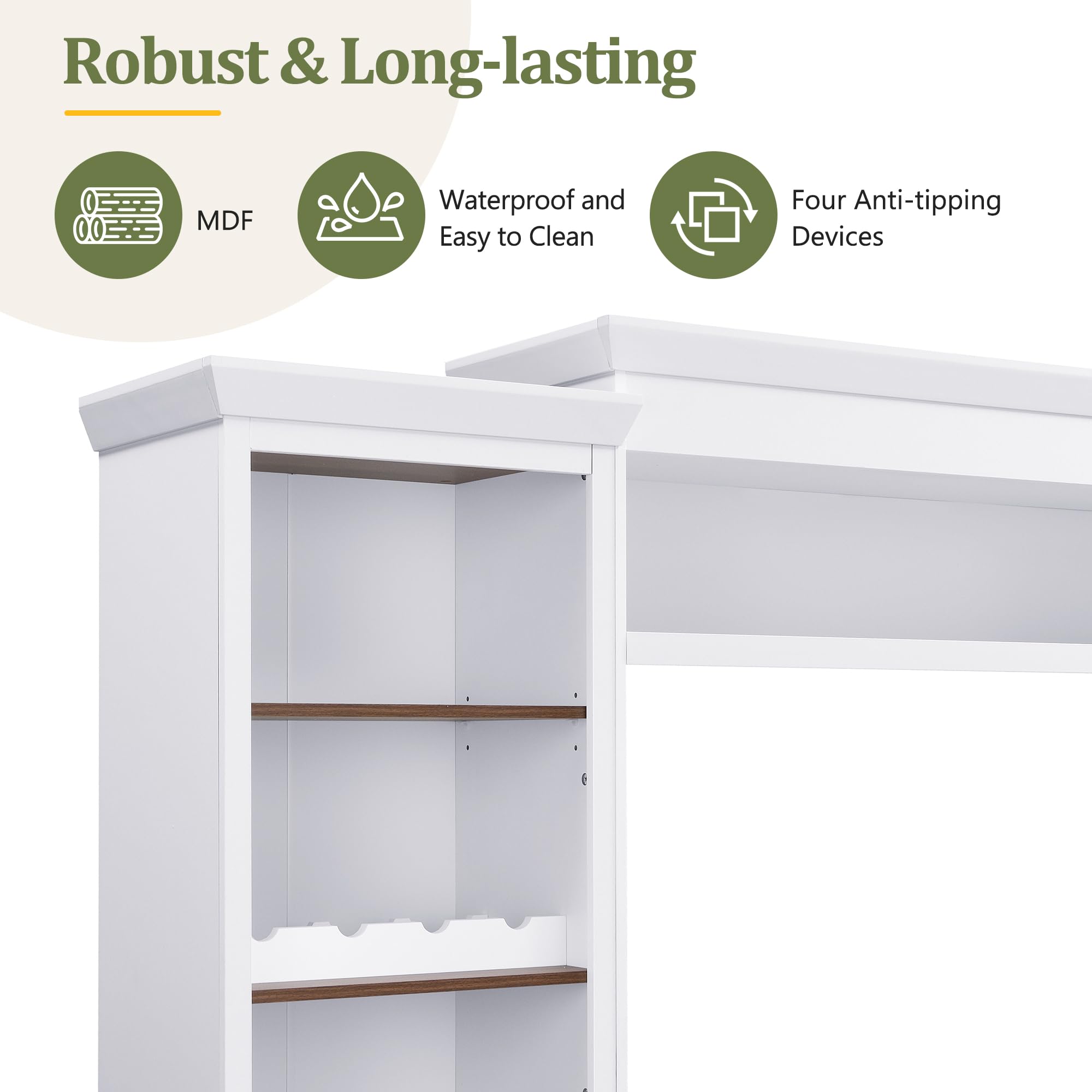 4-Piece TV Stand with Bookshelf & Wine Rack for 70" TVs