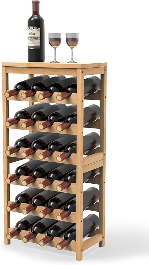 6 Tier Bamboo Wine Rack 24 Bottle