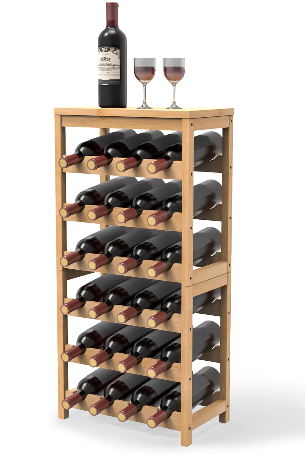 6 Tier Bamboo Wine Rack 24 Bottle