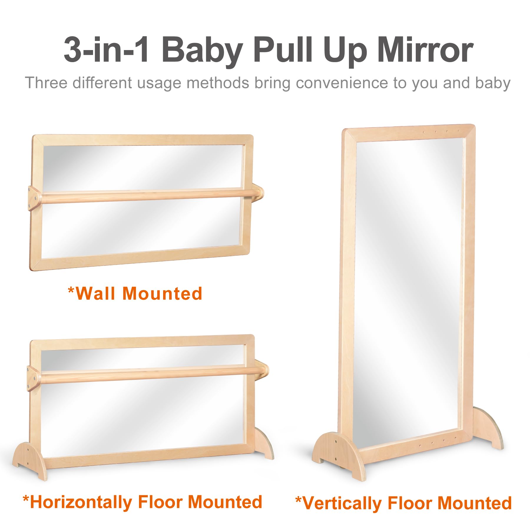 Montessori Mirror with Pull-Up Bar