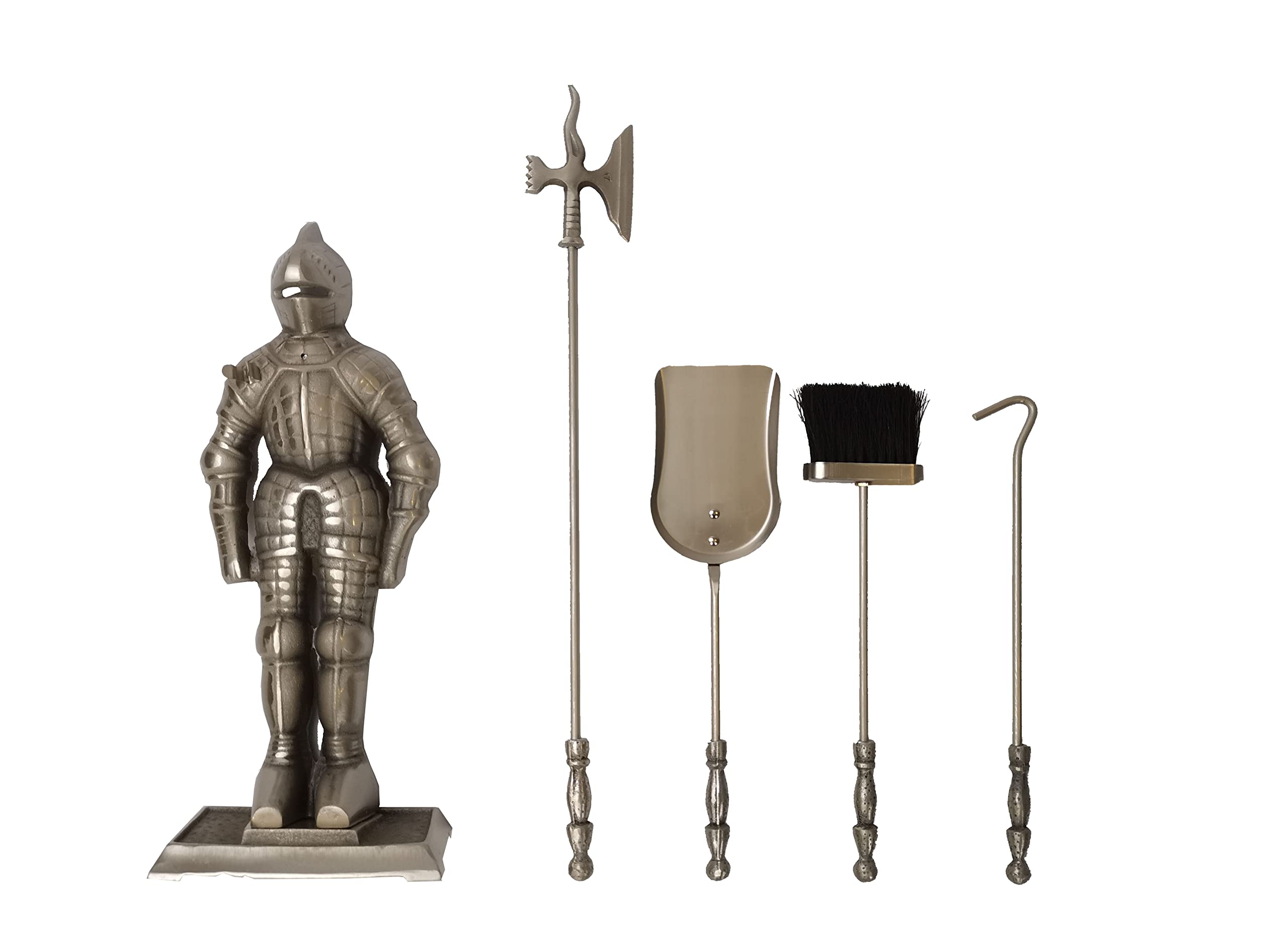 Medieval Knight Fireplace Tool Set - 4 Piece Cast Iron