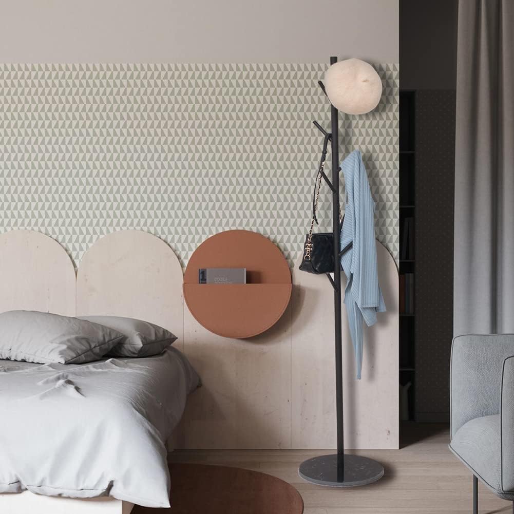 Metal Coat Rack Freestanding with Marble Base