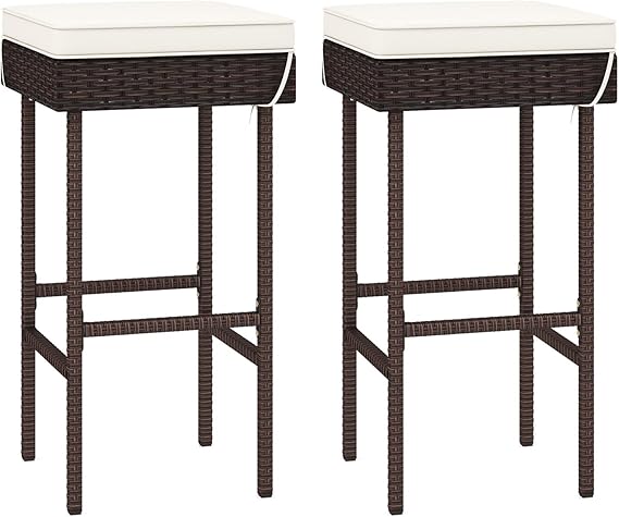 Outdoor Rattan Bar Stools Set of 2