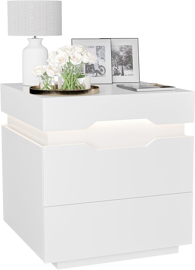 LED Nightstand with Charging Station