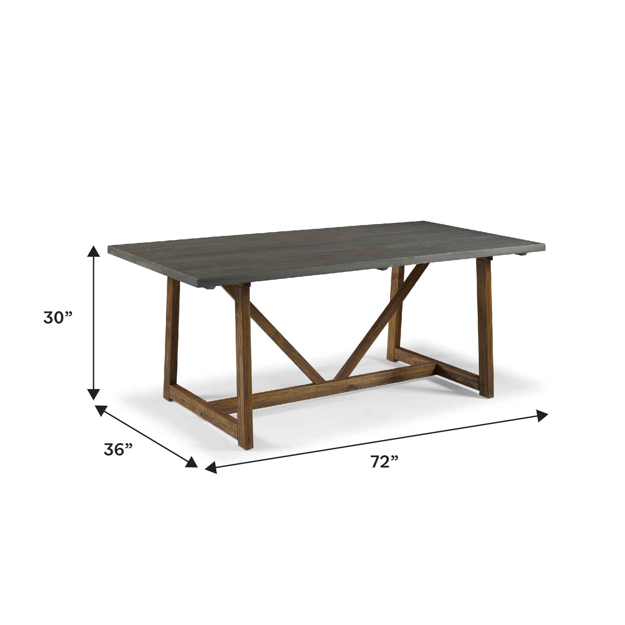 72 Inch Farmhouse Dining Table Grey Brown