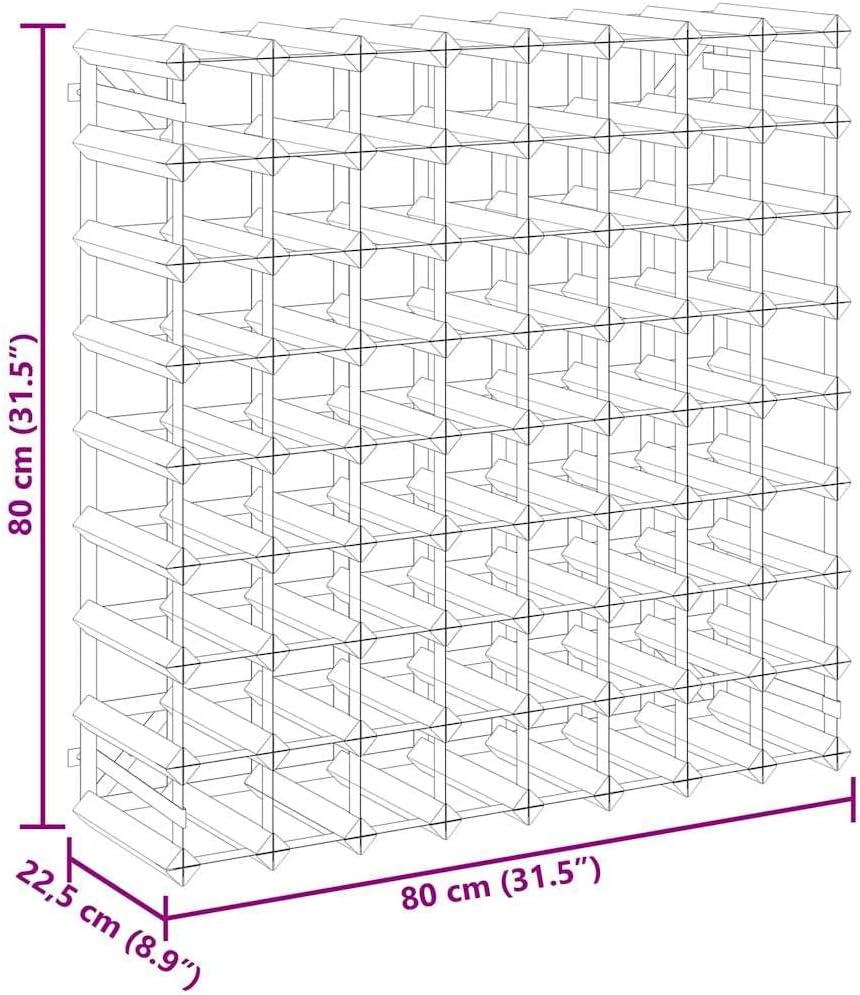 72 Bottle Wine Rack Solid Pinewood Galvanized Steel