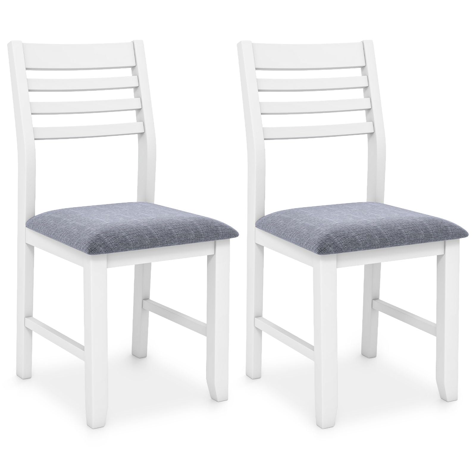 Set of 2 White Upholstered Dining Chairs with Padded Seat
