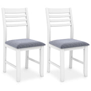 Set of 2 White Upholstered Dining Chairs with Padded Seat