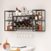 Industrial Wall-Mounted Wine Rack 23 Bottle Capacity