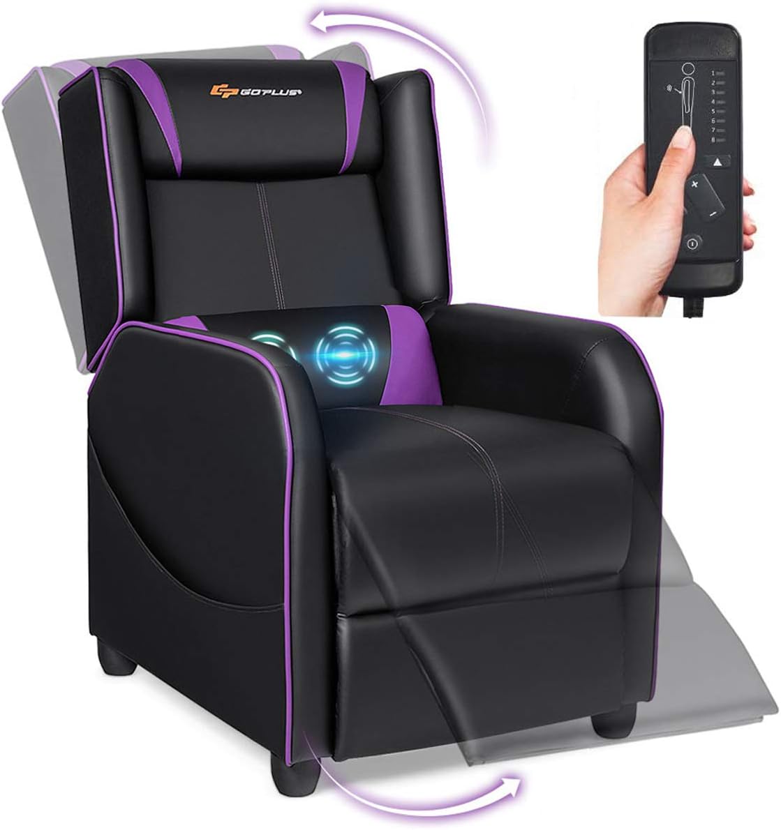 Gaming Recliner Chair with Massage and Footrest