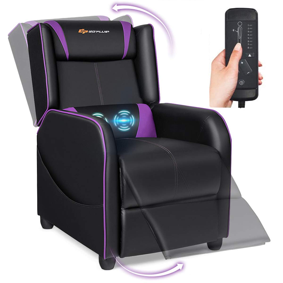 Gaming Recliner Chair with Massage and Footrest