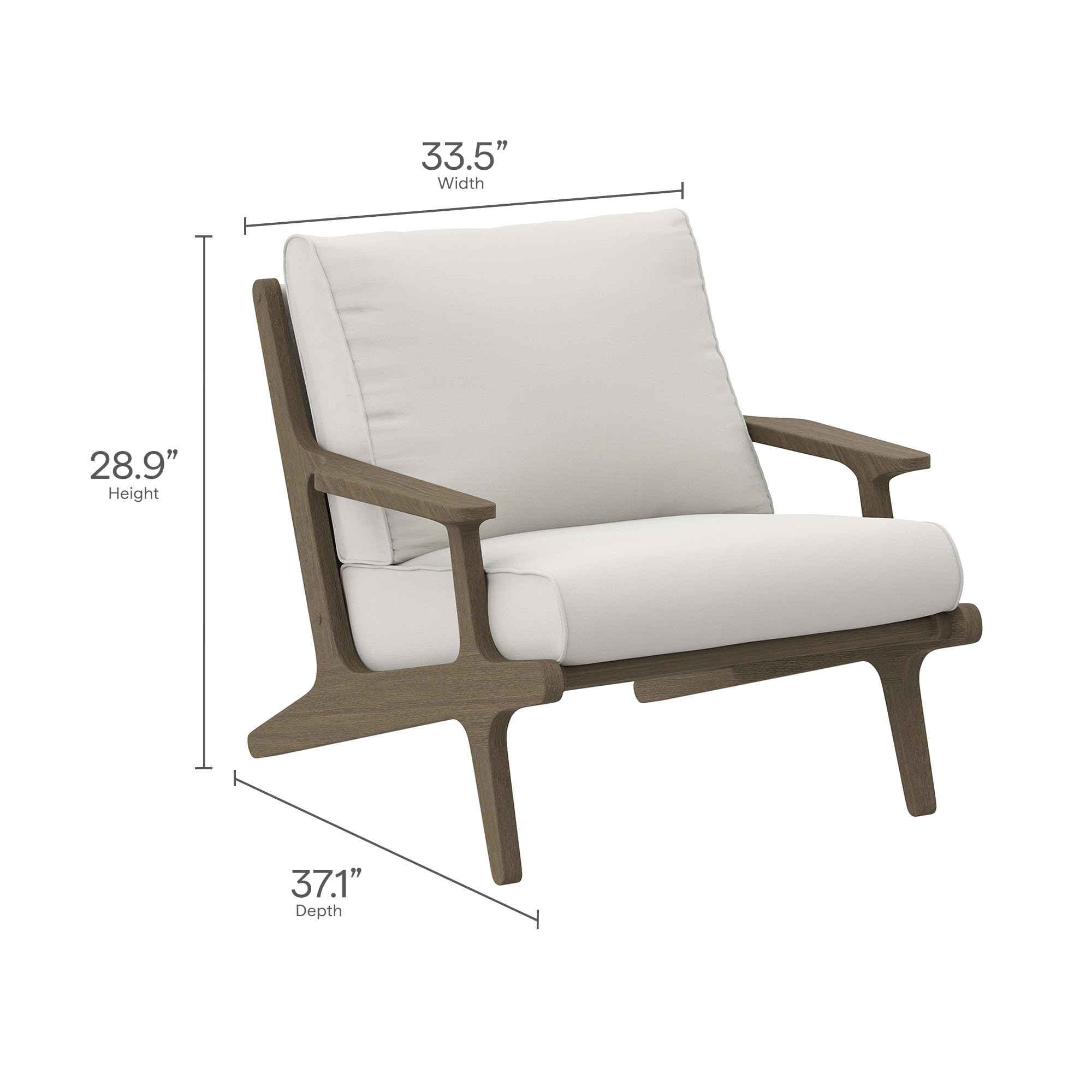 Saratoga Teak Outdoor Lounge Chair - Weathered Gray White