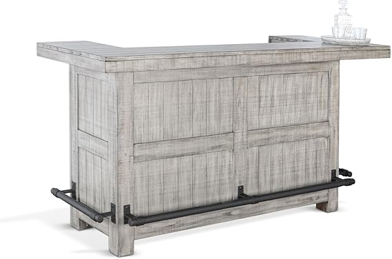 Wood Home Bar with Shelves and Drawers