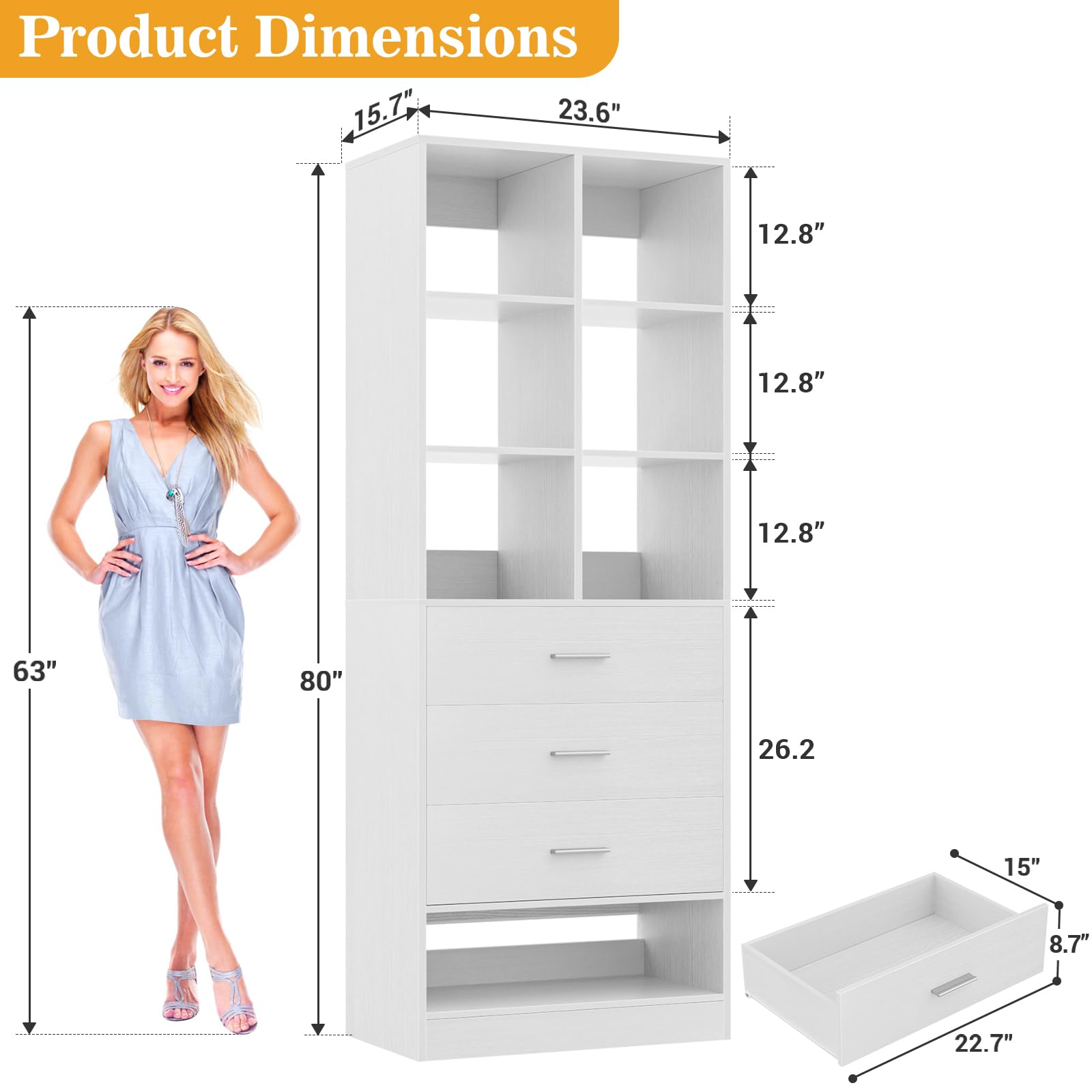 Closet System Organizer with Drawers and Partition Storage