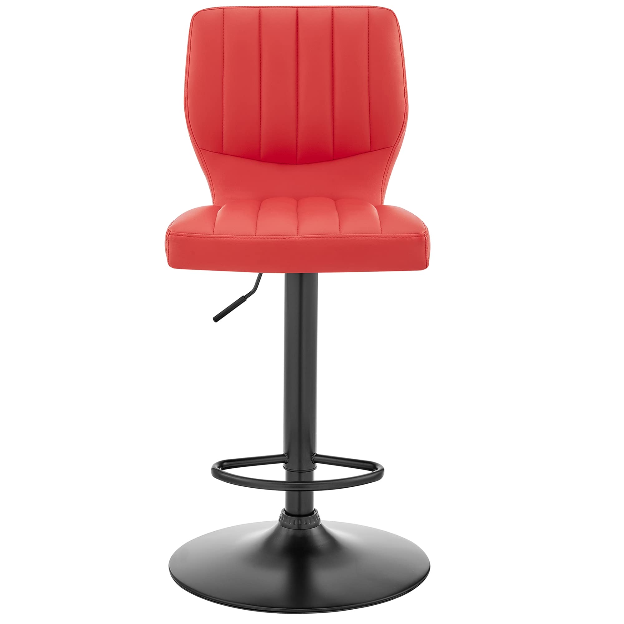 Adjustable Height Red Faux Leather Swivel Bar Stool