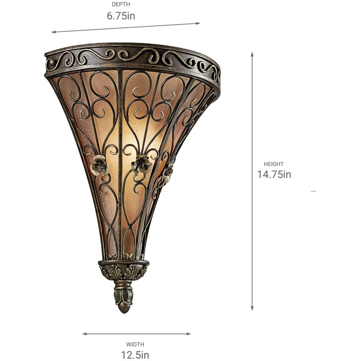Marchesa Wall Sconce - Terrene Bronze Finish with Etched Glass