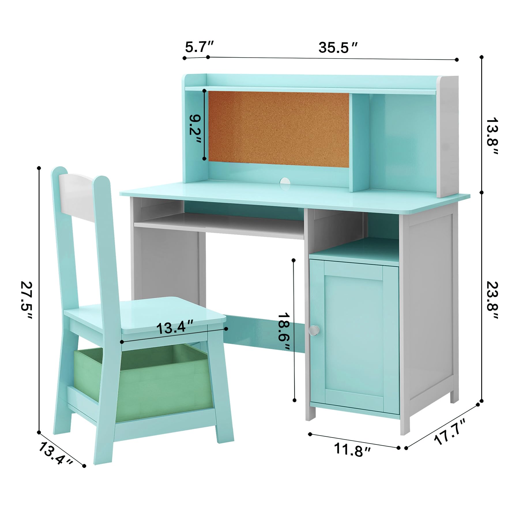 Kids Desk and Chair Set with Storage