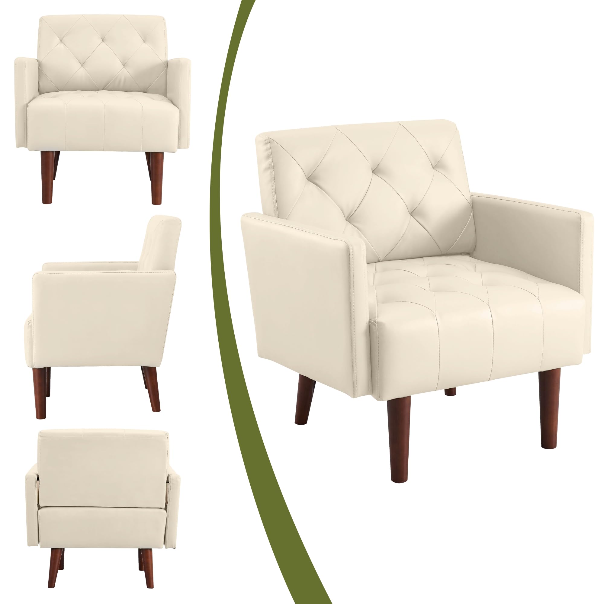 Diamond-Cut PU Leather Accent Chair