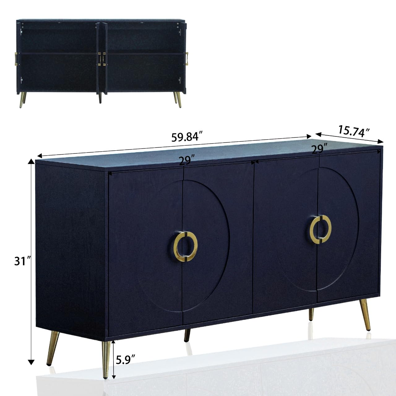 Modern Large Sideboard with 4 Doors