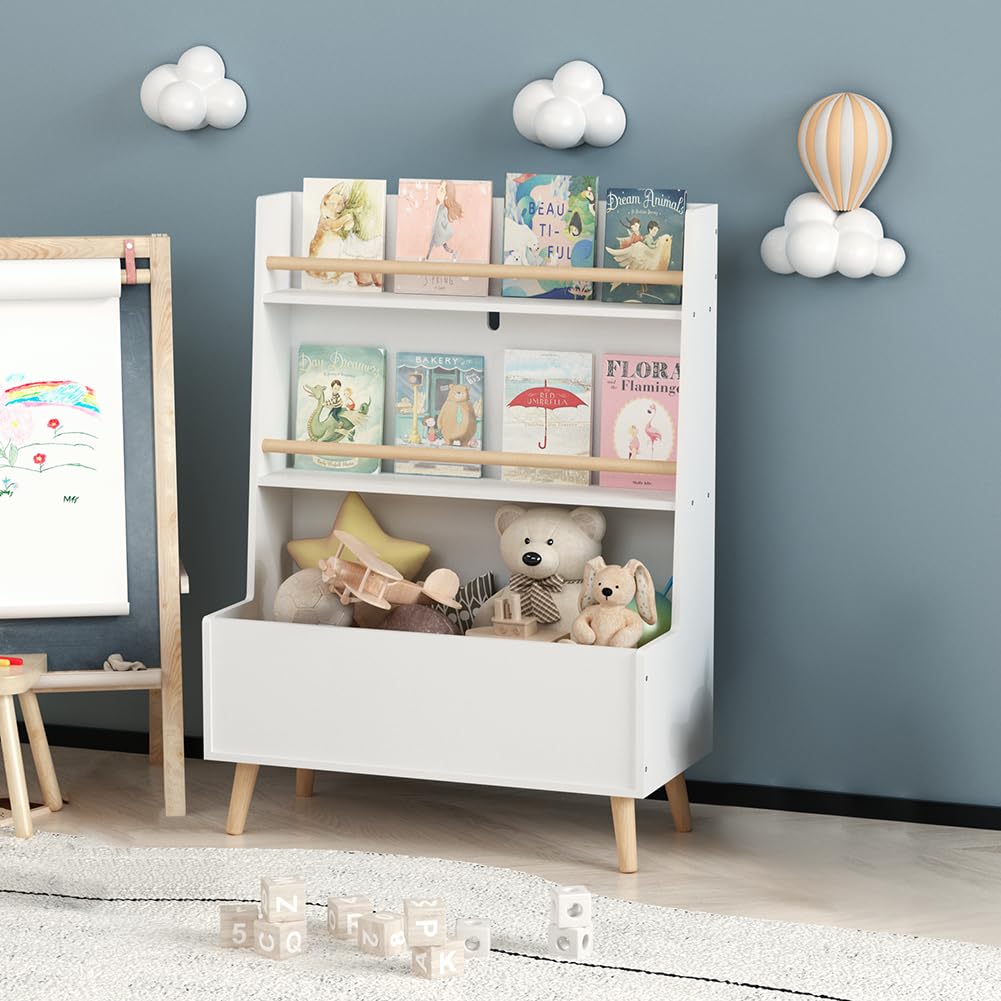 Kids 3-Tier Bookshelf with Toy Storage