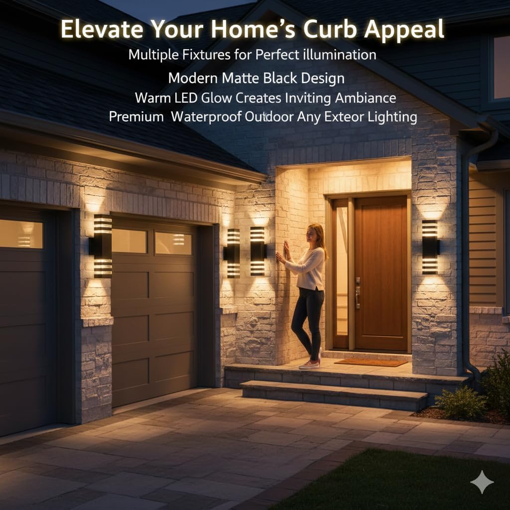 LED Outdoor Wall Light 4-Pack 18W Waterproof