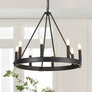 8-Light Farmhouse Wagon Wheel Chandelier
