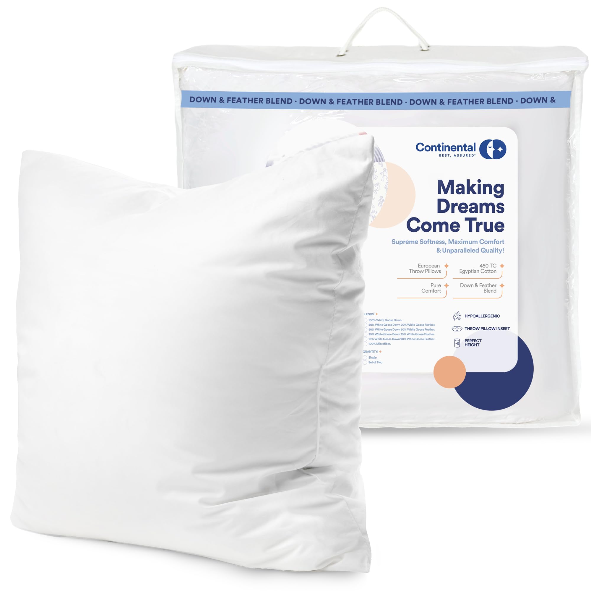 18x18 Goose Down Throw Pillow Insert