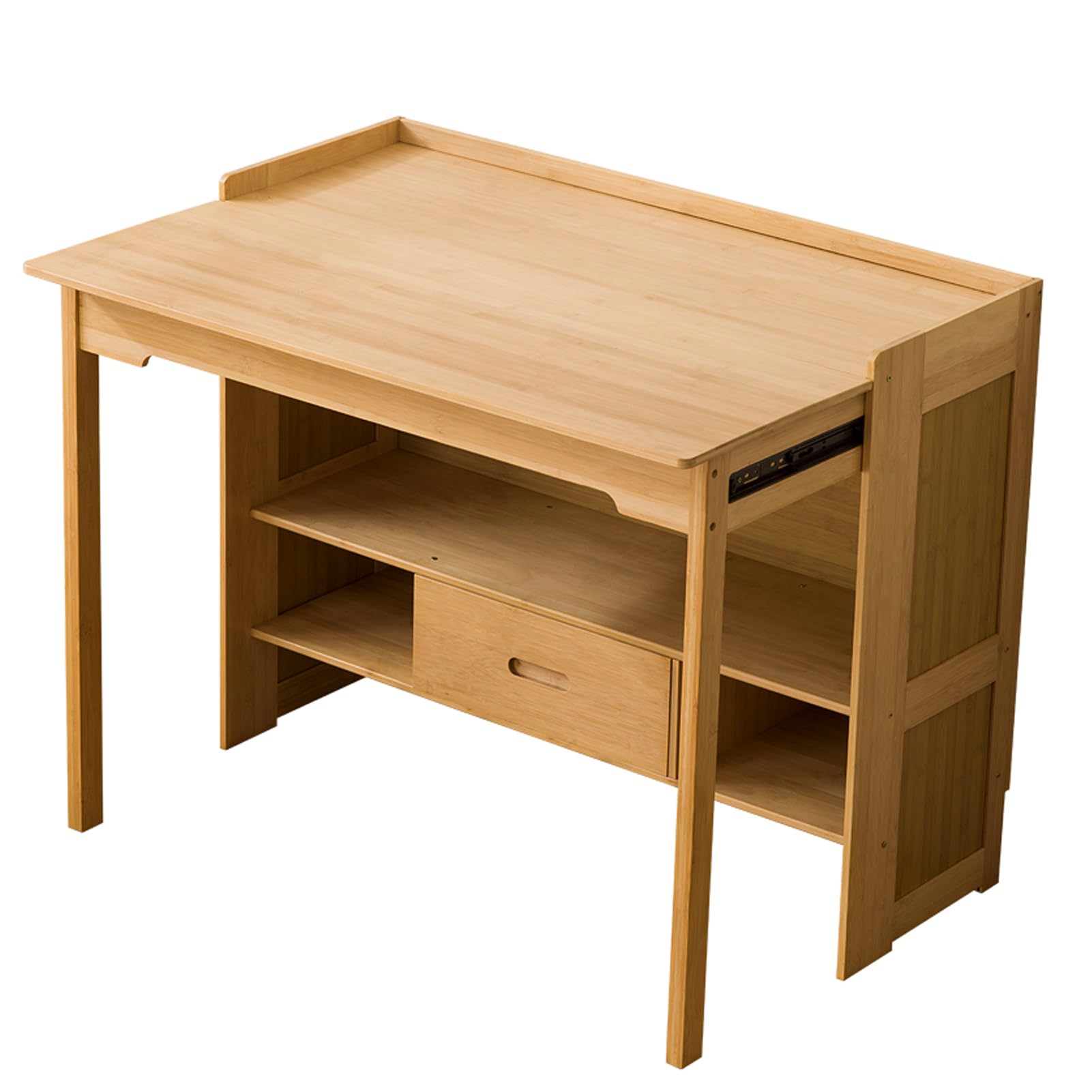 Bamboo Folding Desk with Bookshelf and Drawer