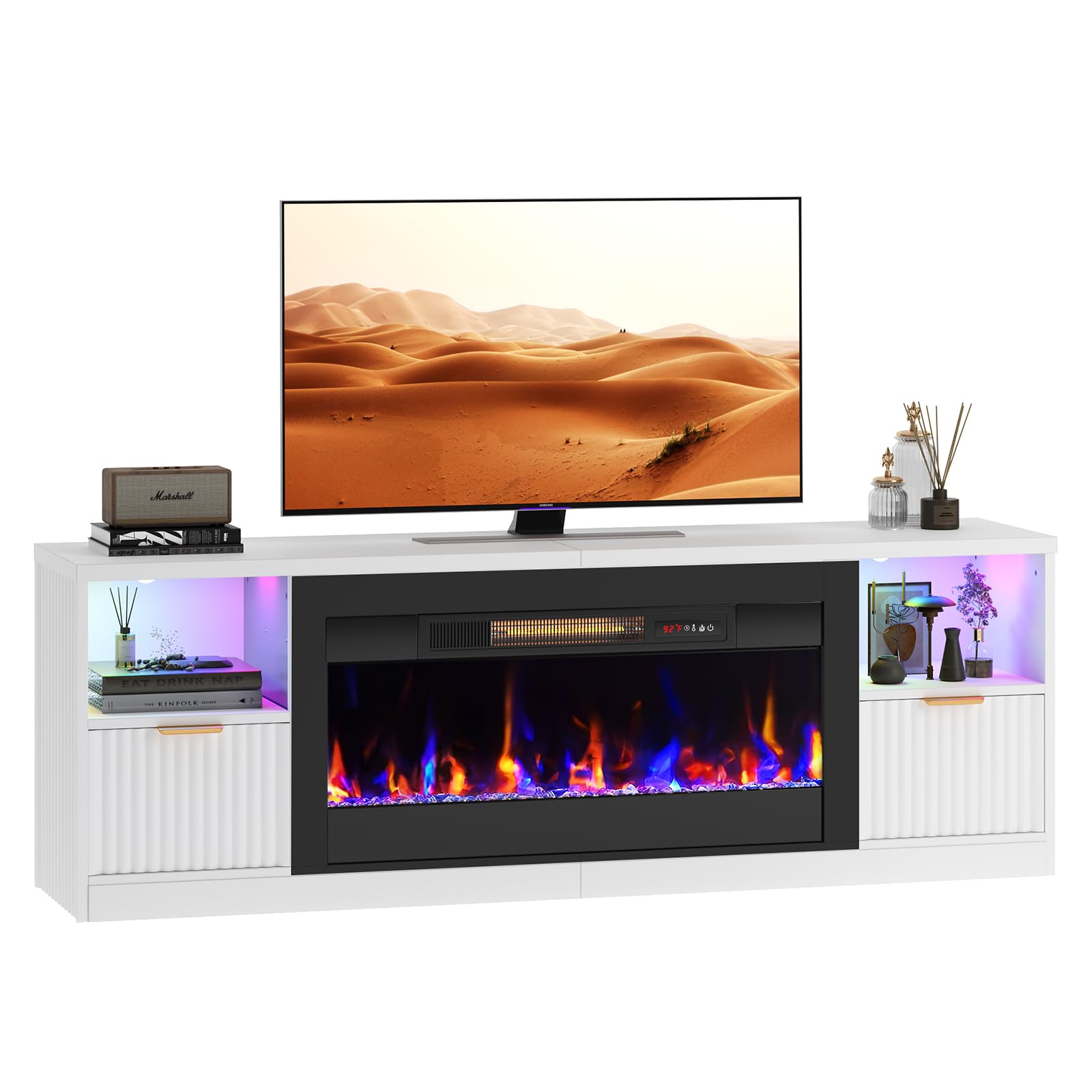 70" LED Fireplace TV Stand with Electric Fireplace