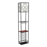Floor Lamp with Wine Rack and Storage Shelf