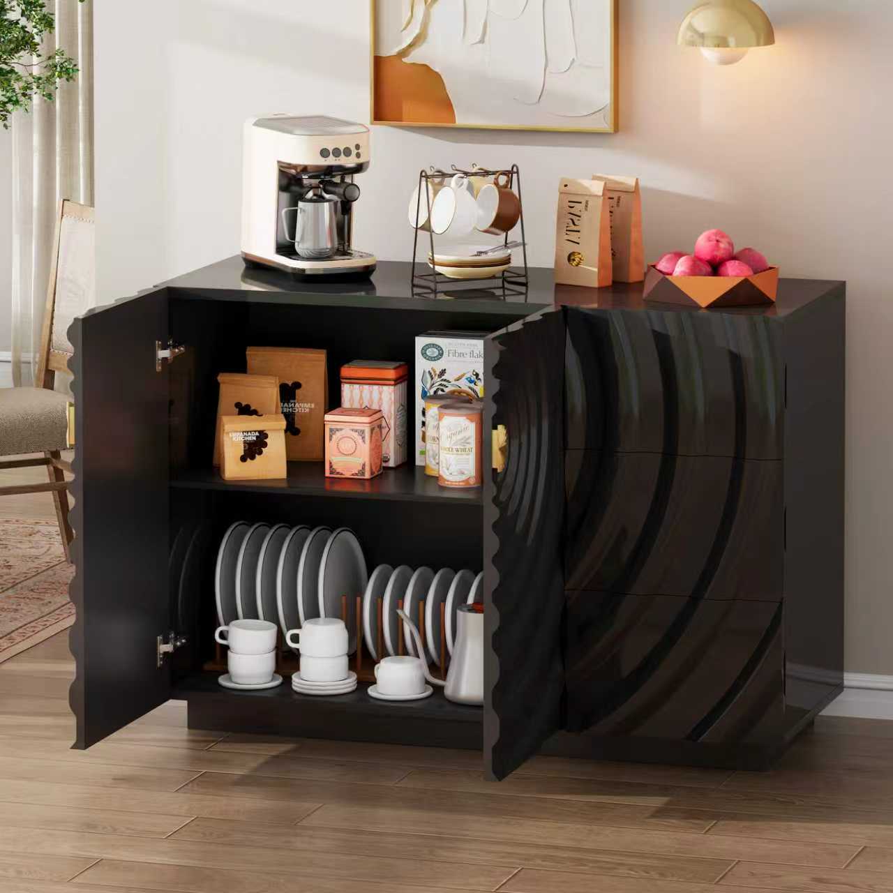 47.2" Sideboard Buffet Cabinet with Drawers and Adjustable Shelf
