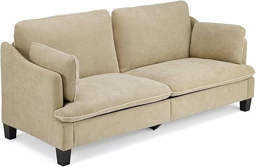 84" Modern Linen Velvet Loveseat with Piped Cushions