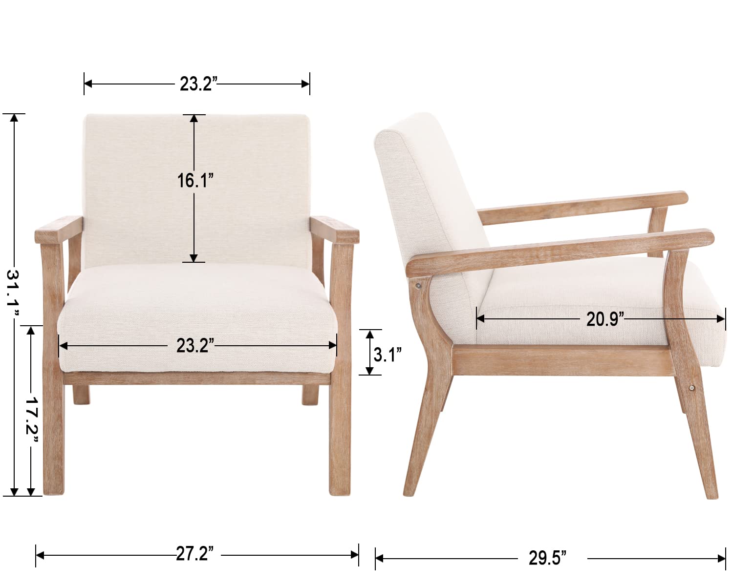 Mid-Century Modern Linen Accent Chair