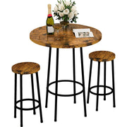 3 Piece Pub Dining Set Round Counter Height Table with 2 Stools