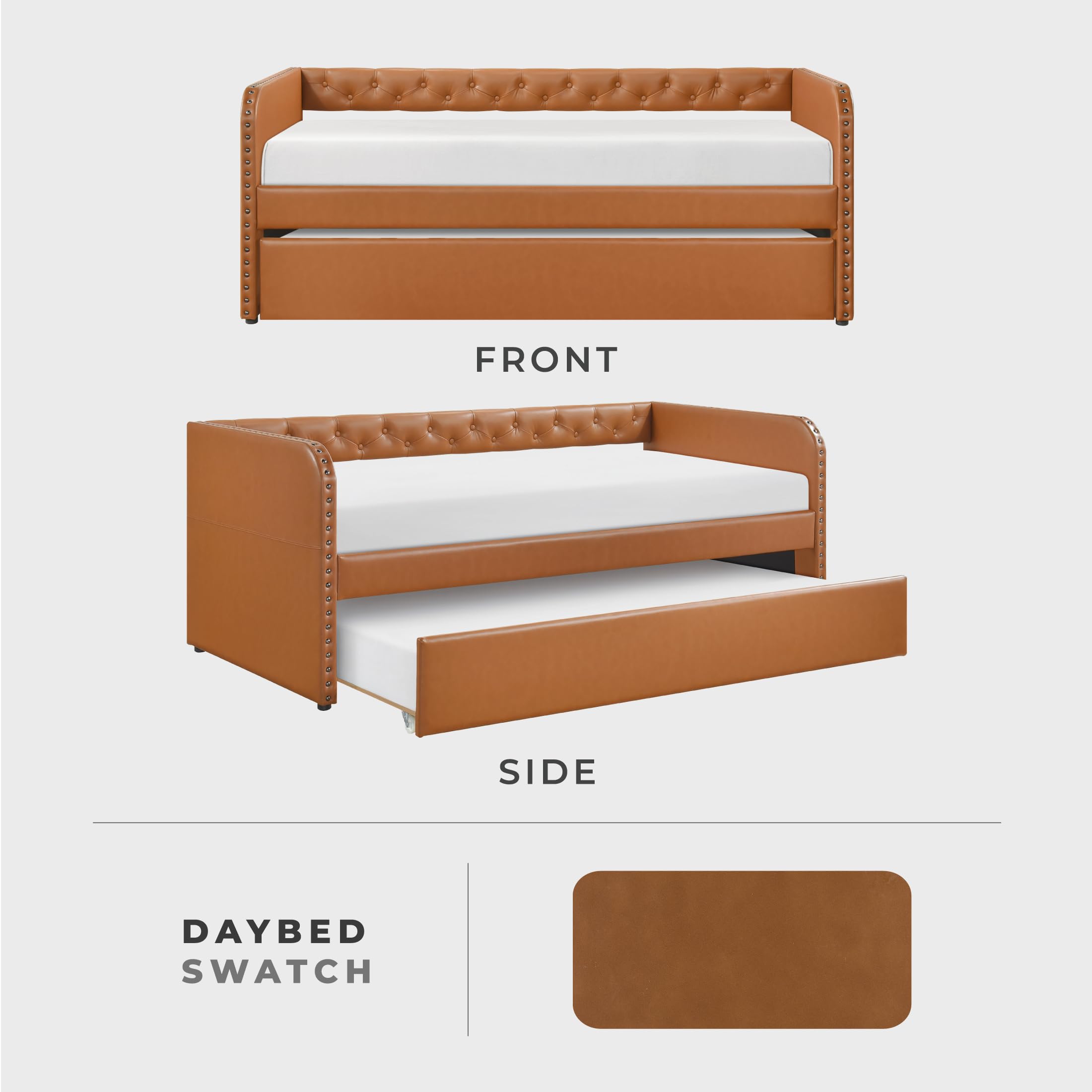 Faux Leather Daybed with Trundle