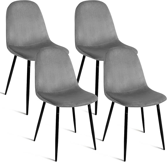 Velvet Dining Chairs Set of 4 with Padded Seat and Metal Legs