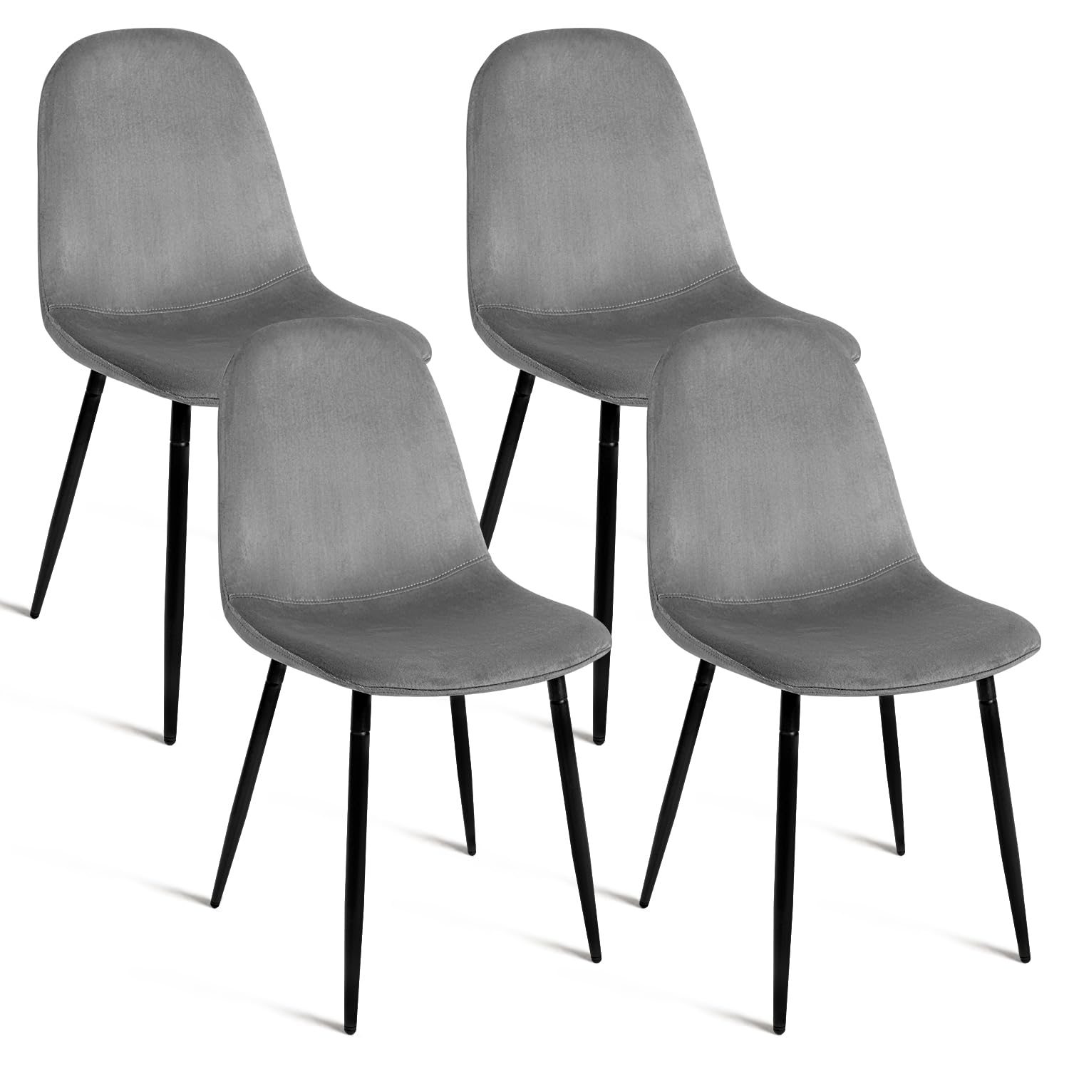 Velvet Dining Chairs Set of 4 with Padded Seat and Metal Legs