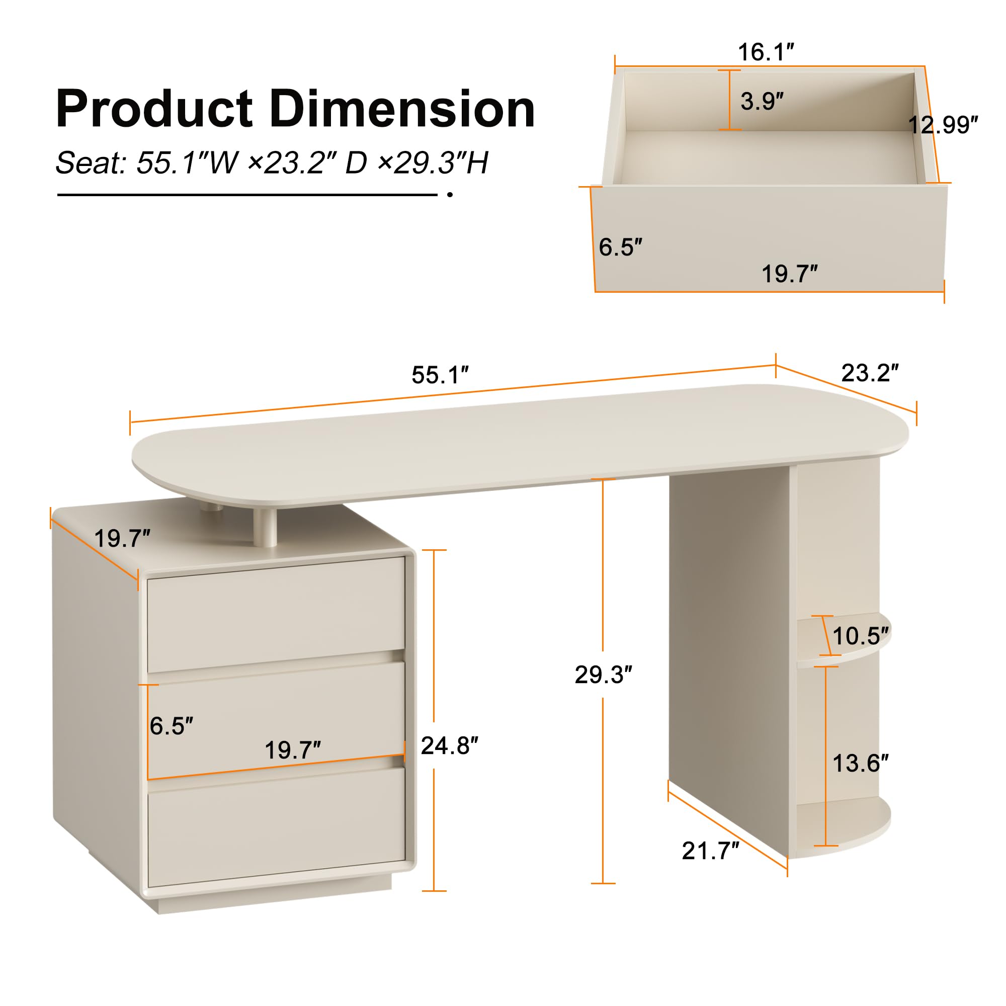 Home Office Desk and Chair Set with Drawers