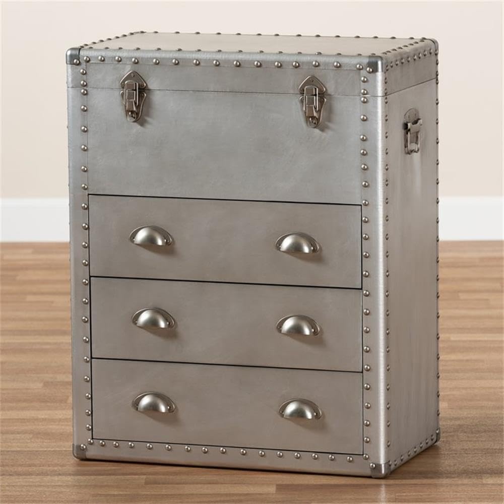 3-Drawer Mid-Century Metal Accent Storage Chest