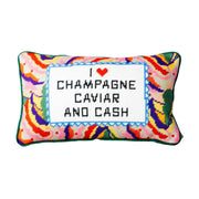 Needlepoint Throw Pillow - Caviar and Cash