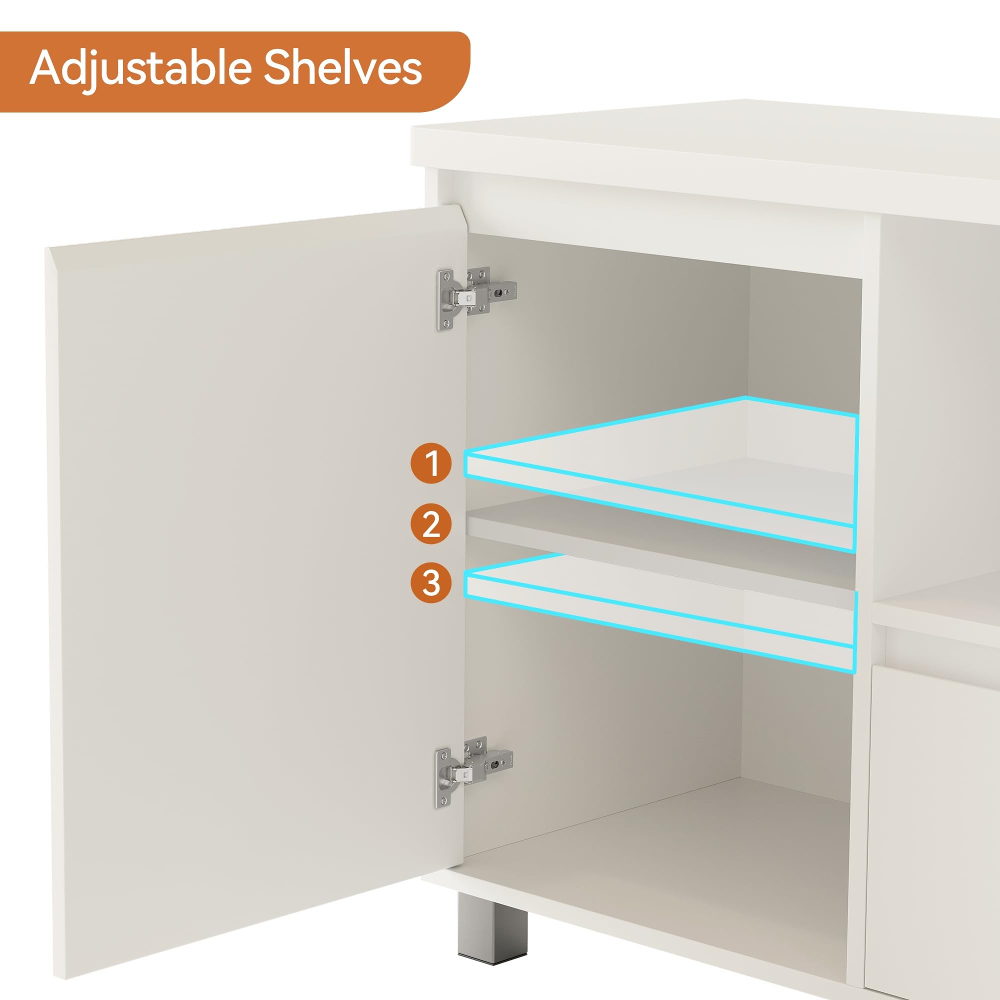 63" Fluted TV Stand with Storage