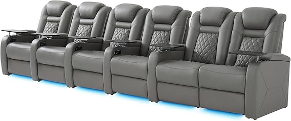 Power Reclining Home Theater Chair with LED Lighting