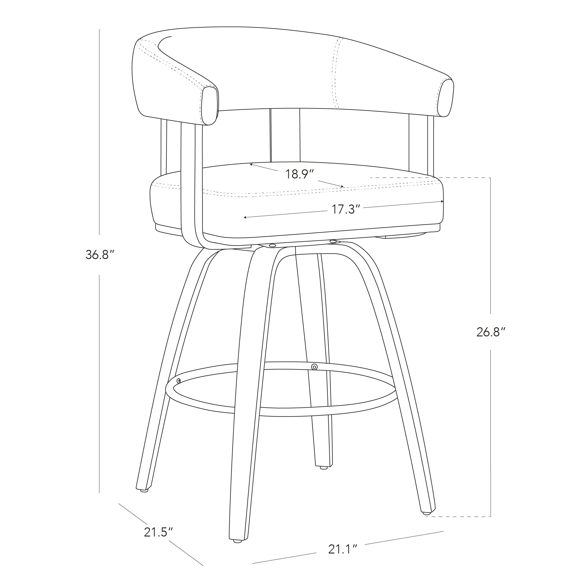 Swivel Counter Height Barstools Set of 2 with Back and Armrest