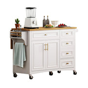52" Retro Kitchen Island with Storage and Drop Leaf