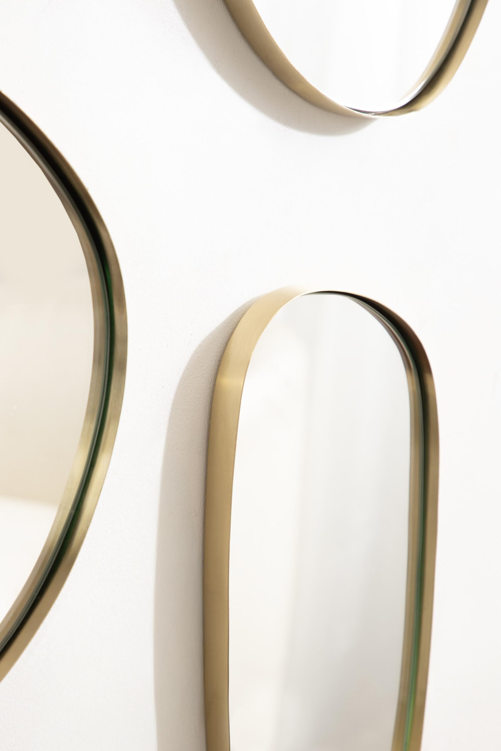 Modern Irregular Metal Wall Mirror Set - 3 Piece Gold Asymmetric Mirrors