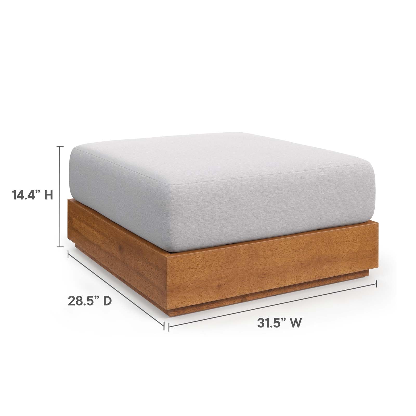 Acacia Wood Outdoor Ottoman Natural Light Gray