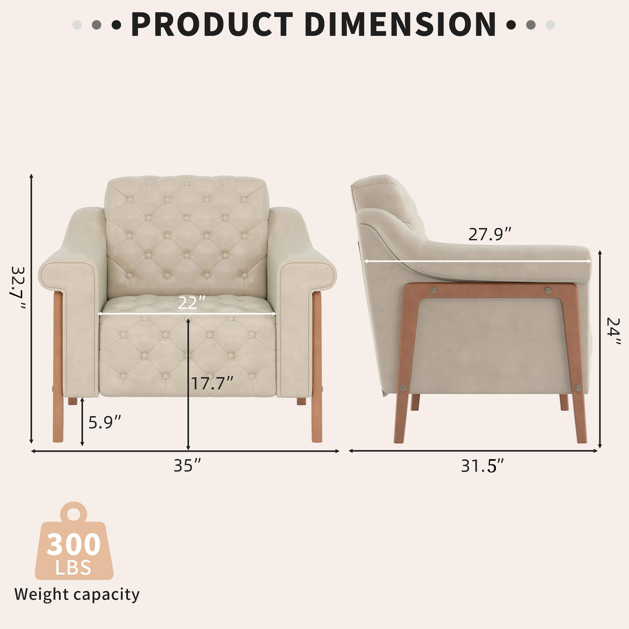 Ivory Accent Chair with PU Leather