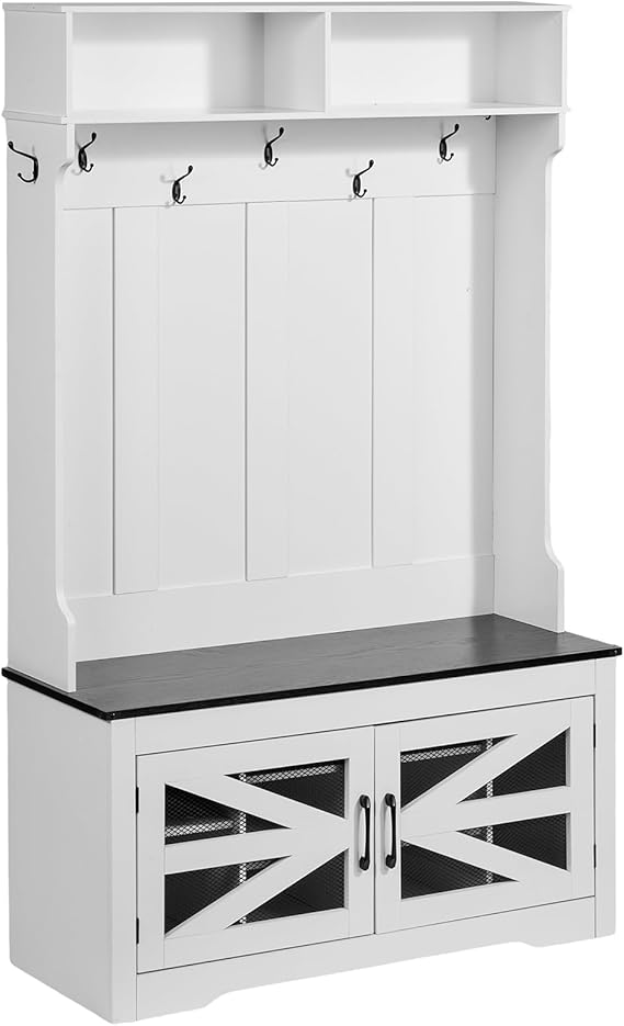 LED Hall Tree Entryway Bench with Shoe Storage