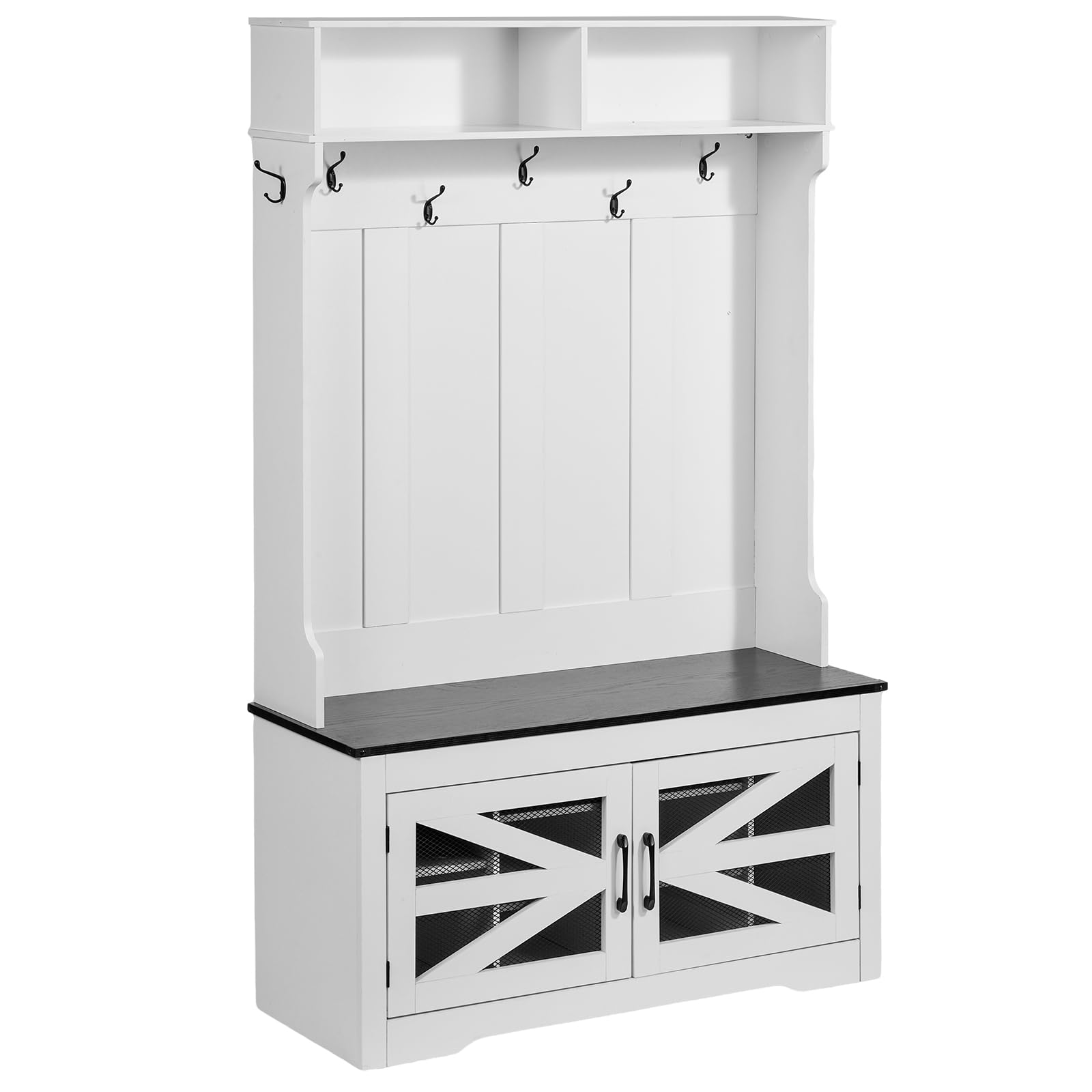 Hall Tree Entryway Bench with LED Coat Rack