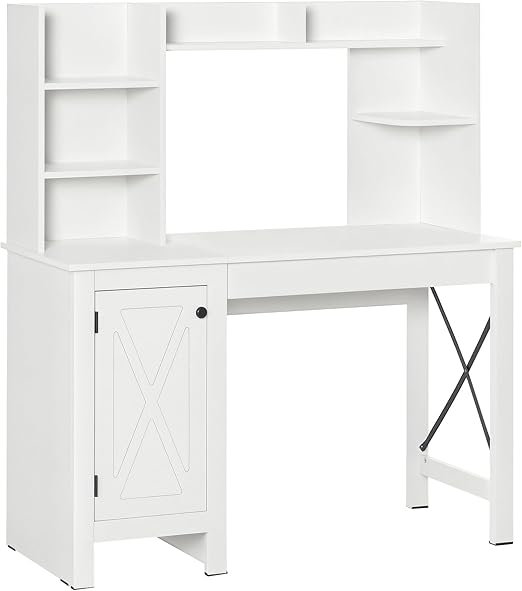 Farmhouse Computer Desk with Hutch and Storage Cabinet
